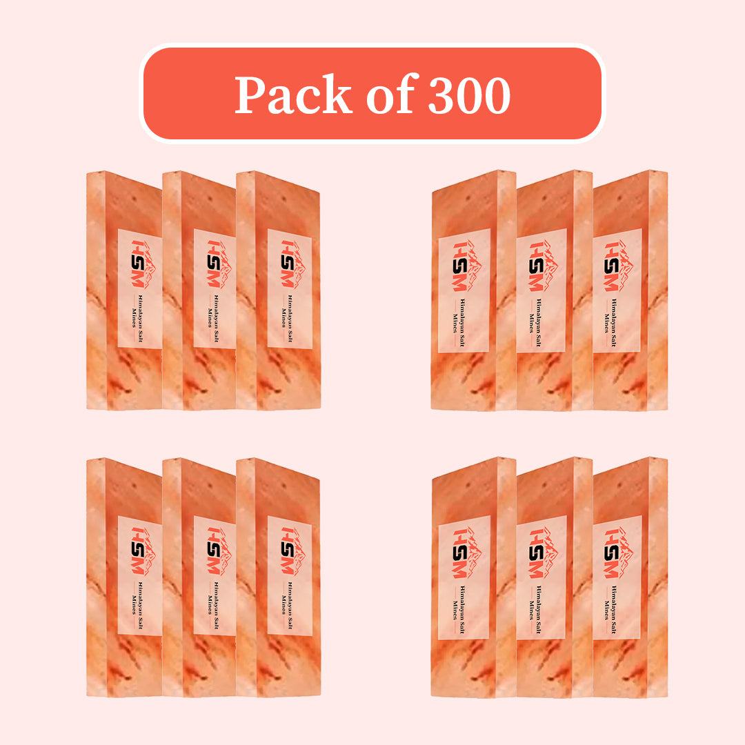 Pink salt tiles for wellness spaces, pack of 300, 8x4x1 inches